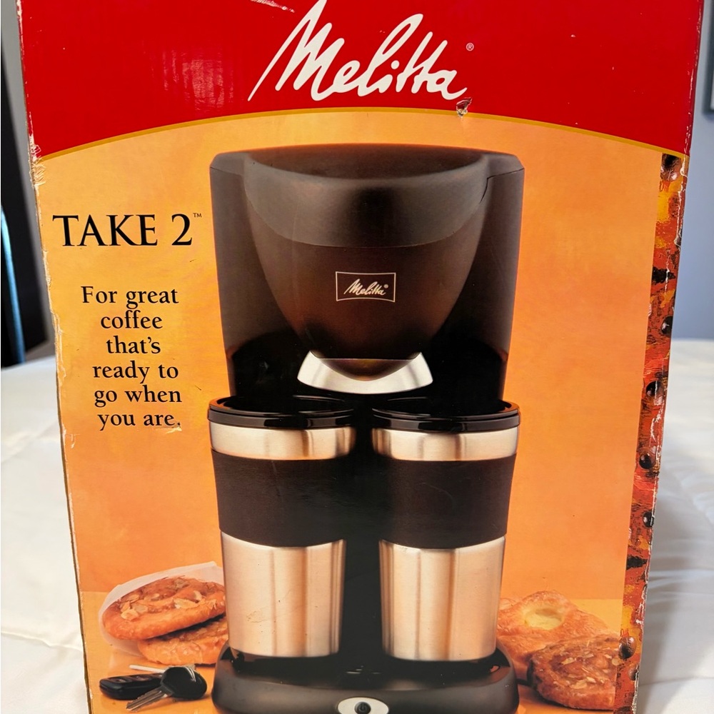 Melitta ME2TMB TAKE 2 Dual Travel Mug Coffee Maker NIB
